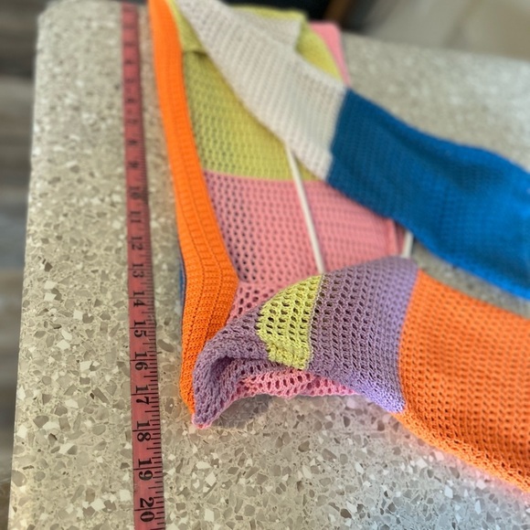 Women Hollow Out Crochet Knit
Sweater Crop Tops Color Blocking Large - Picture 9 of 9